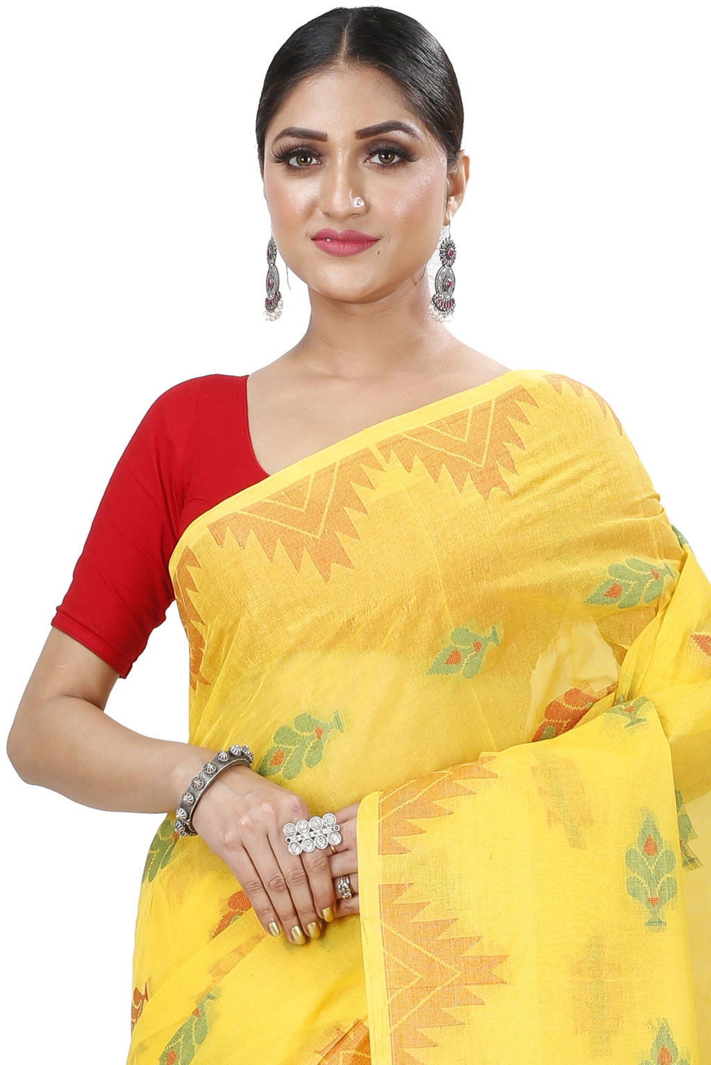 Yellow Pure Cotton Sidra Tant Saree (1034)